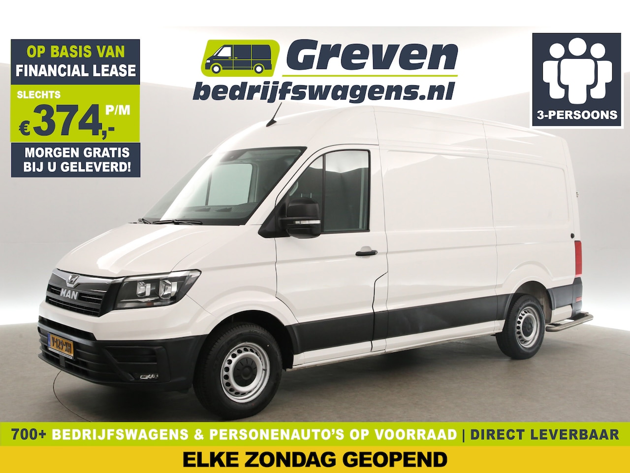 MAN TGE - 35 2.0 L3H3 140PK 3000KG Trekgew. Airco Cruise Carplay Navigatie 3 Persoons Elektrpakket - AutoWereld.nl