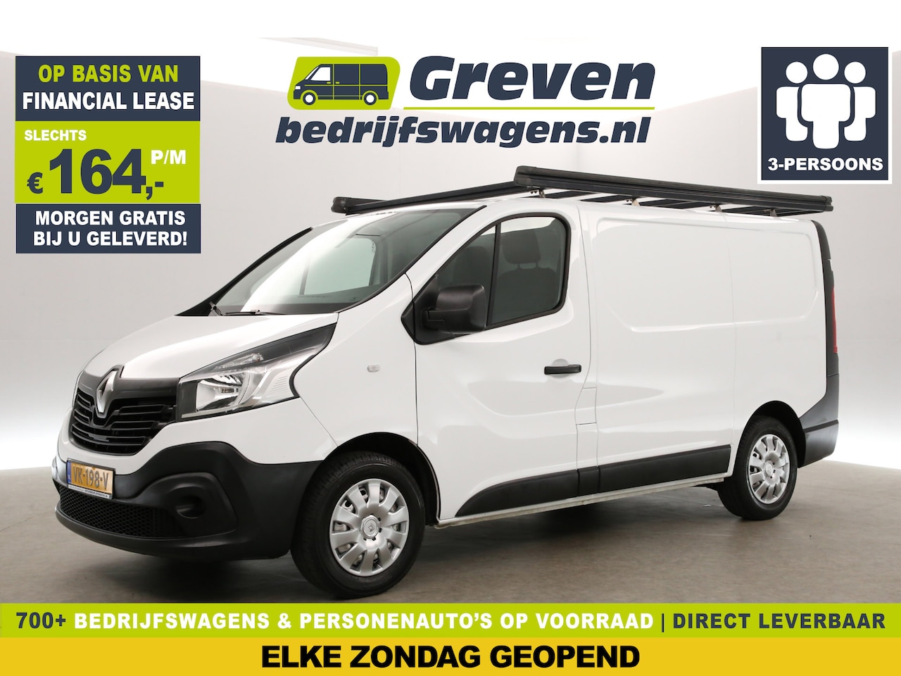 Renault Trafic - 1.6 dCi T27 L1H1 Airco Cruise Navigatie PDC 3 Persoons Imperiaal Elektrpakket Trekhaak - AutoWereld.nl