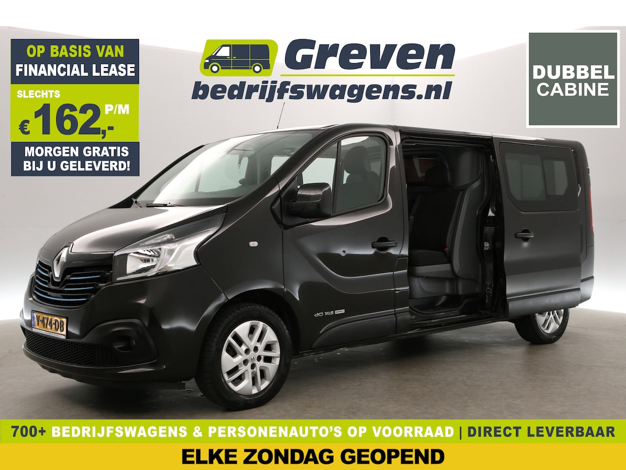 Renault Trafic - 1.6 dCi T29 L2H1 Dubbele Cabine Airco Cruise Camera Navi 5 Pers 2xSchuifdeur PDC 17"LMV Tr - AutoWereld.nl