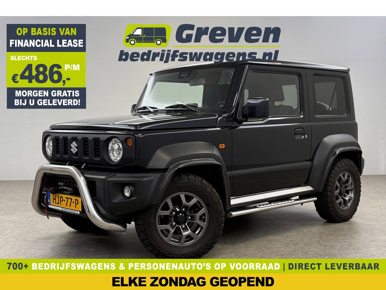Suzuki Jimny - 1.5 Allgrip 4x4 Airco Bullbar Lier Trekhaak Camera Cruise Navi LED Sidebars 4 Persoons 15" - AutoWereld.nl
