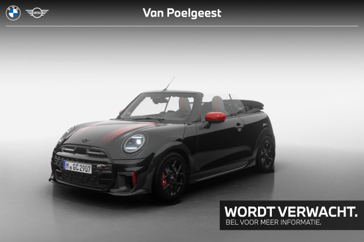 MINI Cabrio - JCW | Pakket XL | Sport stripes en spiegelkappen Chili Red | 17" JCW Sprint Spoke Black - AutoWereld.nl