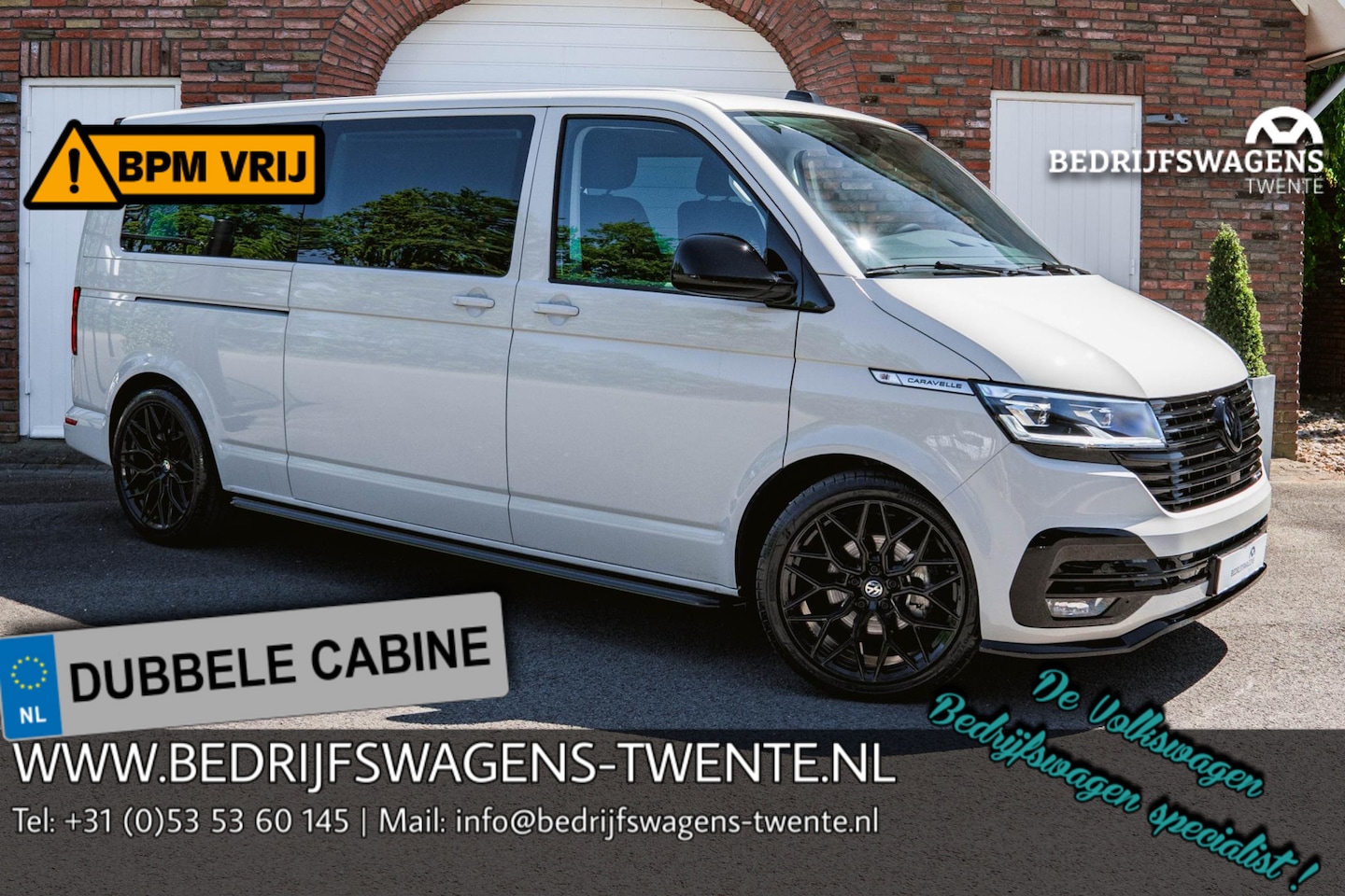Volkswagen Transporter Caravelle - T6.1 2.0 TDI 150 PK DSG CARAVELLE L2H1 DUB/CAB A-KLEP ACC | LED | EIBACH veren | 20'' Voss - AutoWereld.nl