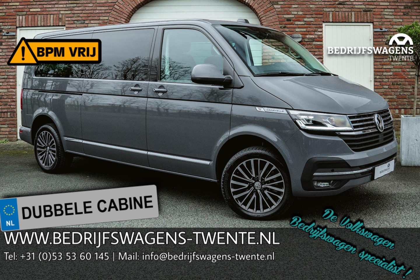 Volkswagen Transporter Caravelle - T6.1 2.0 TDI 204 PK DSG CARAVELLE L2H1 A-KLEP DUB/DUB ACC | LED | Leder | Privacy glass | - AutoWereld.nl
