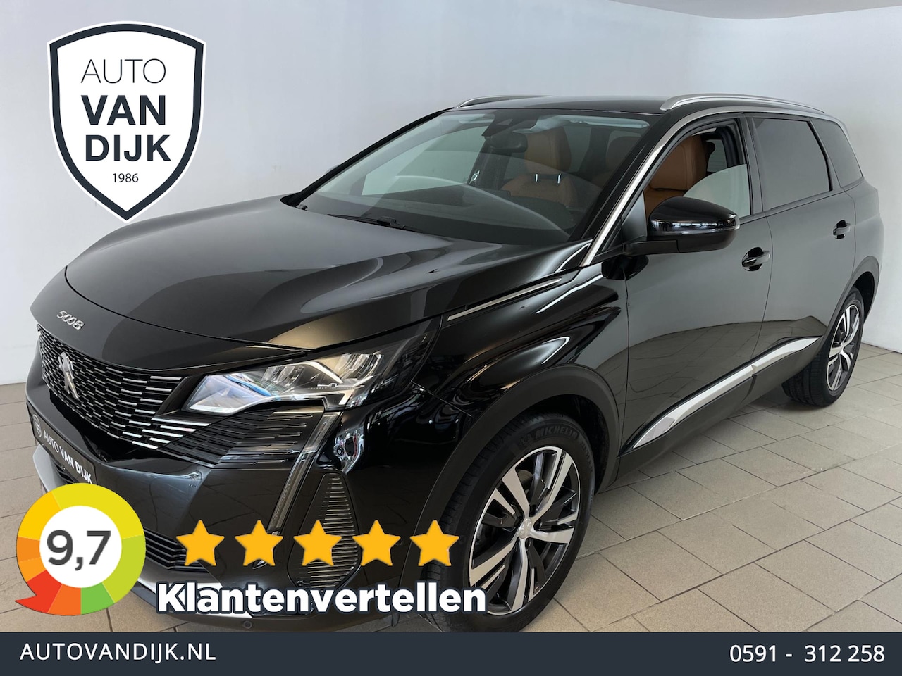 Peugeot 5008 - 1.2 PureTech Blue Lease Allure 7 pers AIRCO NAVI CRUISE APPLE CARPLAY LEER STOELVERW KEYLE - AutoWereld.nl