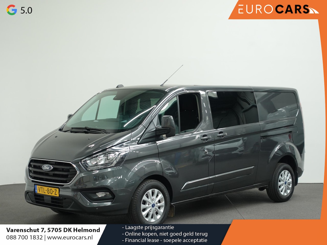Ford Transit Custom - 300 2.0 TDCI L2H1 Limited Dubbele Cabine Automaat Navigatie Airco 2 Schuifdeuren Trekhaak - AutoWereld.nl