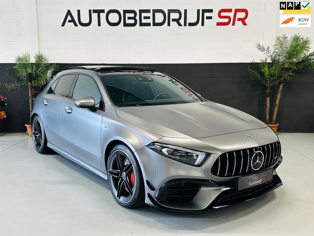 Mercedes-Benz A-klasse - AMG 45 S 4MATIC+ Panoramadak! Kuipstoelen! Matte kleur origineel! Camera! - AutoWereld.nl