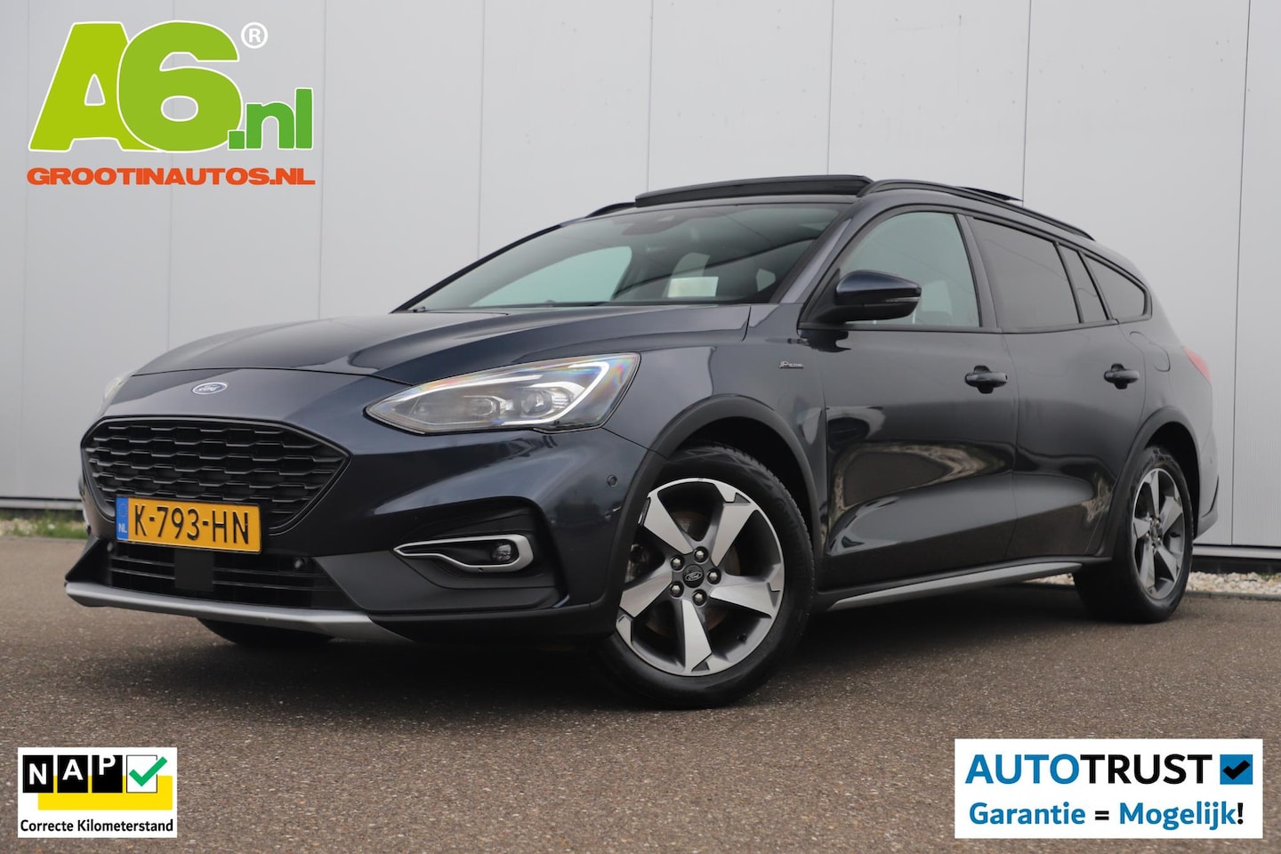 Ford Focus Wagon - 1.0 EcoBoost Hybrid Active X Business Trekhaak Panoramadak HUD Navigatie Carplay Android A - AutoWereld.nl