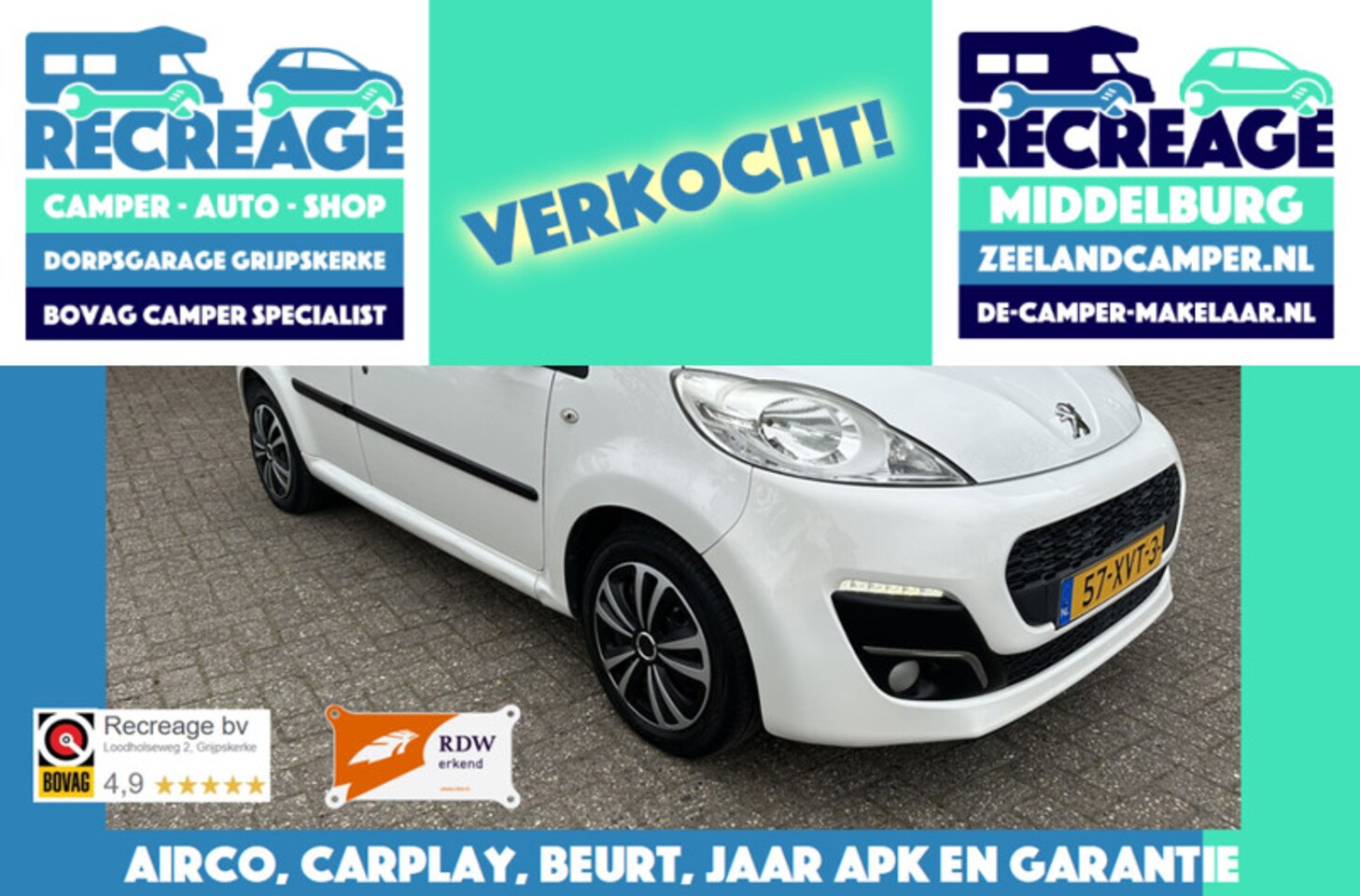 Peugeot 107 - Active 1.0, airco, carplay, jaar apk, beurt, garantie - AutoWereld.nl