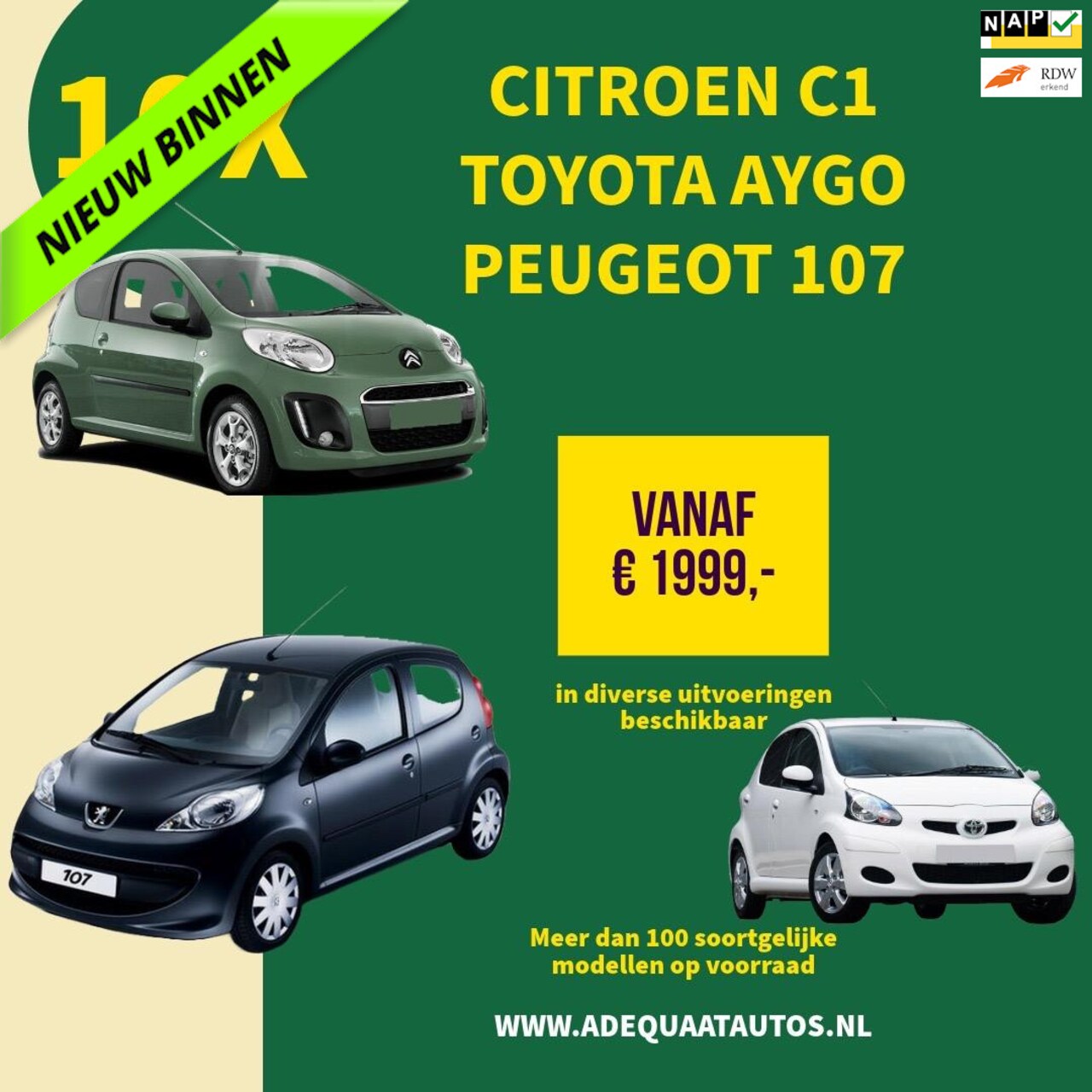 Toyota Aygo - 1.0-12V 10x Toyota aygo|Citroen C1|Peugeot 107 - AutoWereld.nl