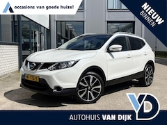 Nissan Qashqai - 1.2 Tekna | NL Auto/1e Eig./Voll.Historie/Navi/Leder/Pano.Dak/360° camera/Trekhaak