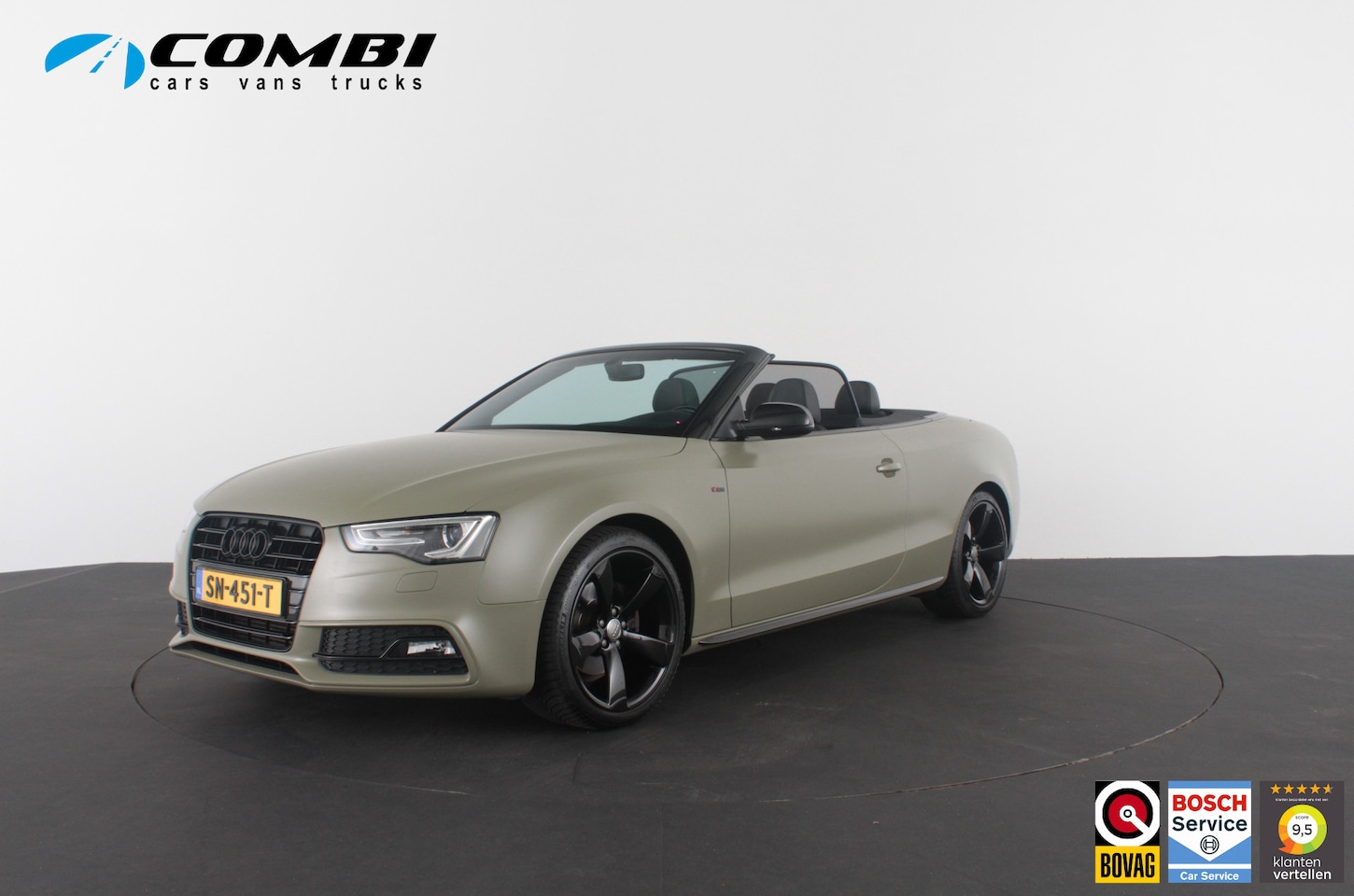 Audi A5 Cabriolet - 1.8 TFSI S line > 177pk/Cabrio/Dark Green&black/Sportstoelen verwarmbaar... - AutoWereld.nl