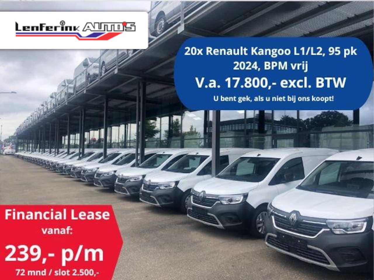 Renault Kangoo - 1.5 Blue dCi 95 pk L1 20x Voorraad, v.a. 17.800,- ex BTW, Airco, Apple Carplay, Camera, Cr - AutoWereld.nl