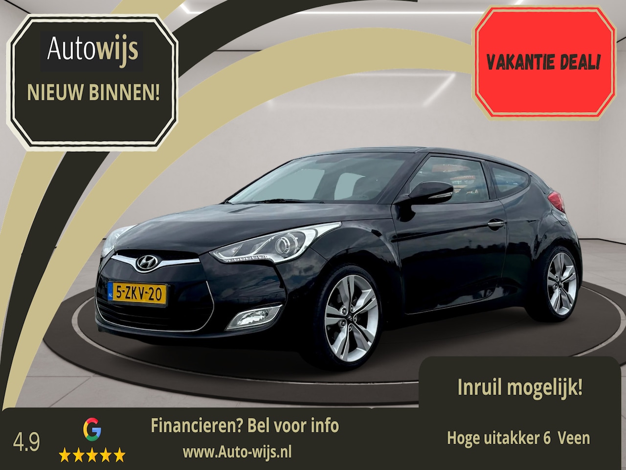 Hyundai Veloster - 1.6|AUT|Leder|Xenon|140PK|LM-Velg|122DKM|Camera| - AutoWereld.nl