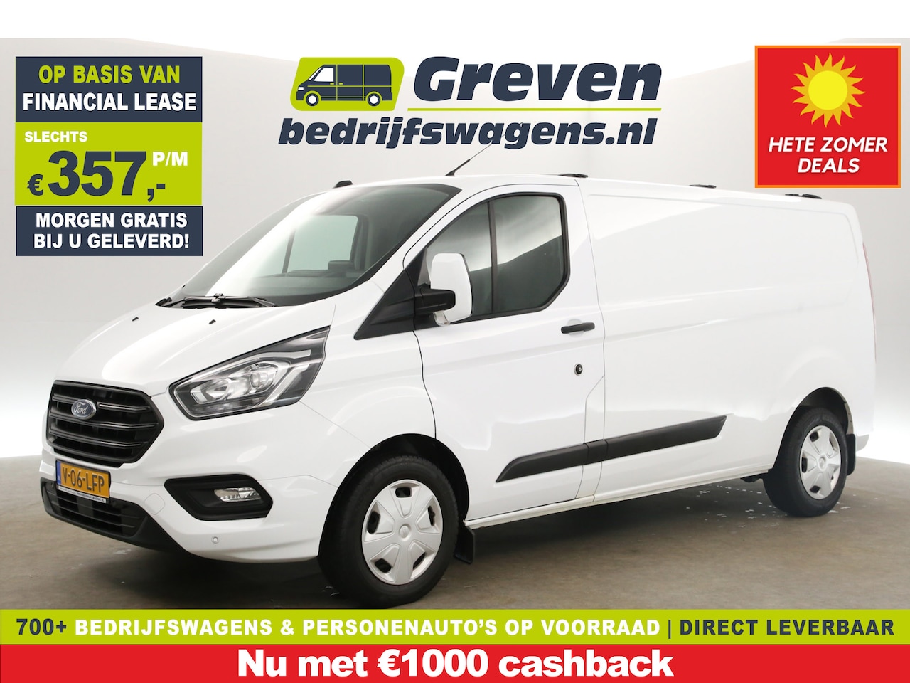 Ford Transit Custom - 300 2.0 TDCI L2H1 Automaat Airco Camera Cruise Carplay LED PDC 3 Persoons Trekhaak - AutoWereld.nl