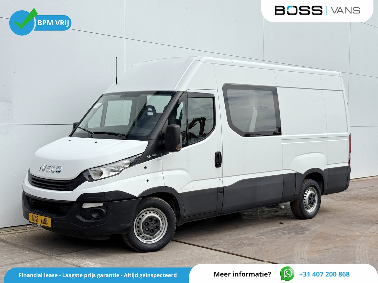Iveco Daily - 35S14 2.3 L2H2 Dubbele Cabine 7 Stoelen Airco Cruise Control Trekhaak 3.5t Lucht geveerde - AutoWereld.nl