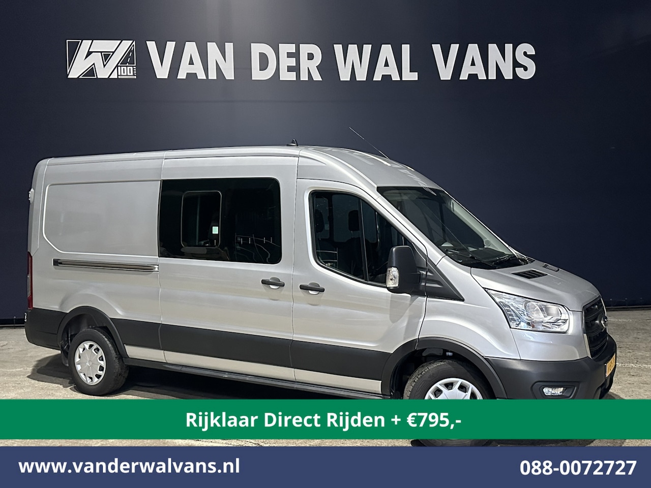 Ford Transit - 2.0 TDCI 130pk L3H2 Dubbele cabine Euro6 *Rijklaar Direct Rijden* Airco | 6-Zits | 2500kg - AutoWereld.nl