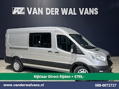 Ford Transit - 2.0 TDCI 130pk L3H2 Dubbele cabine Euro6 *Rijklaar Direct Rijden* Airco | 6-Zits | 2500kg