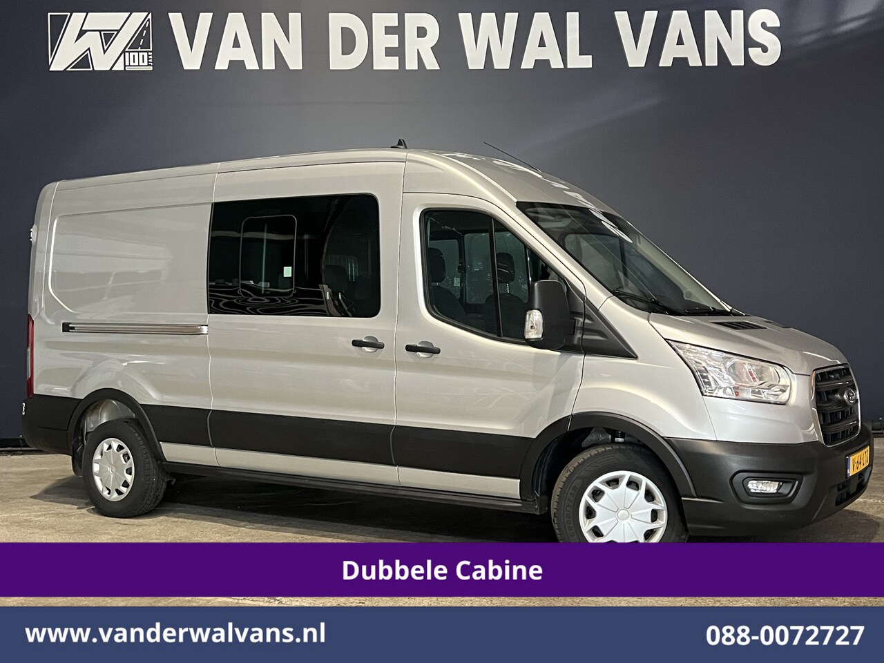 Ford Transit - 2.0 TDCI 131pk L3H2 Dubbele Cabine Euro6 Airco | 6-Zits | LED | 2500kg Trekhaak | Cruiseco - AutoWereld.nl