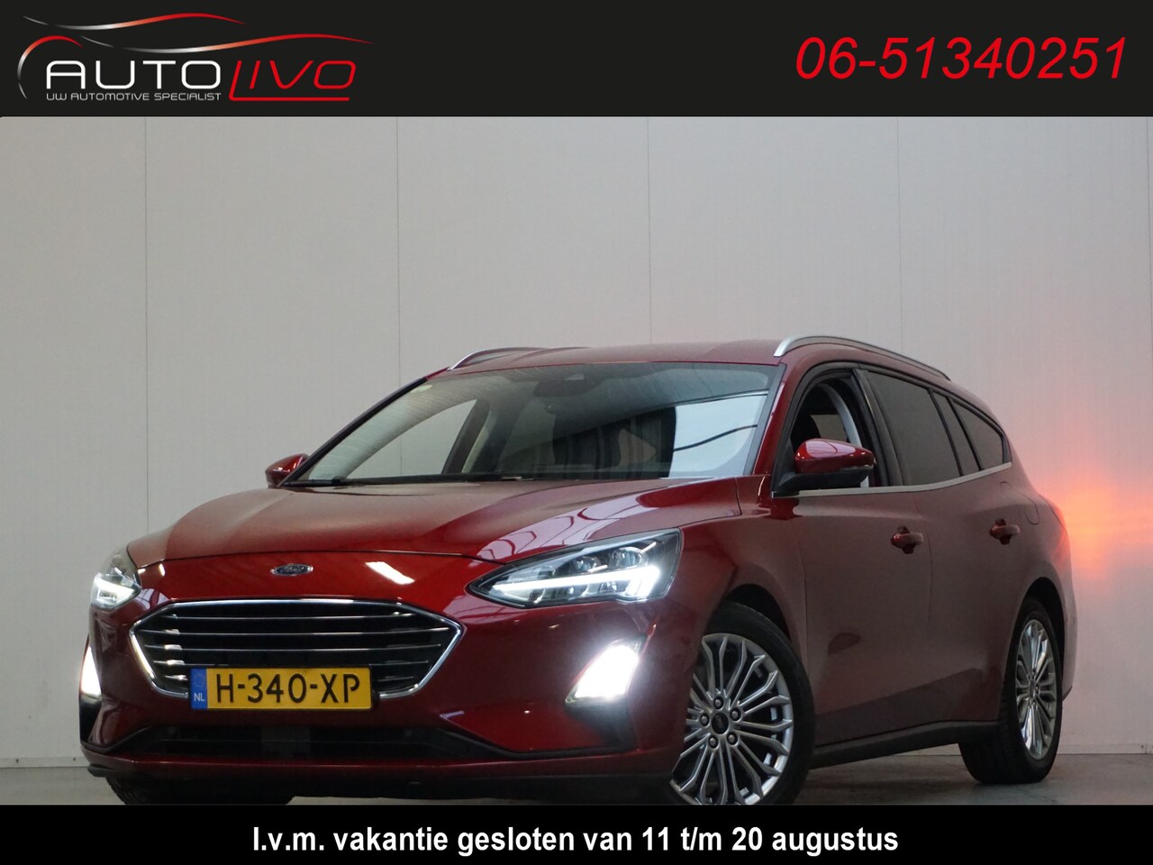 Ford Focus Wagon - 1.5 EcoBlue Titanium Business AUTOMAAT! LED CLIMA ST. VERW. NAV CLIMA PDC TREKHAAK etc. - AutoWereld.nl