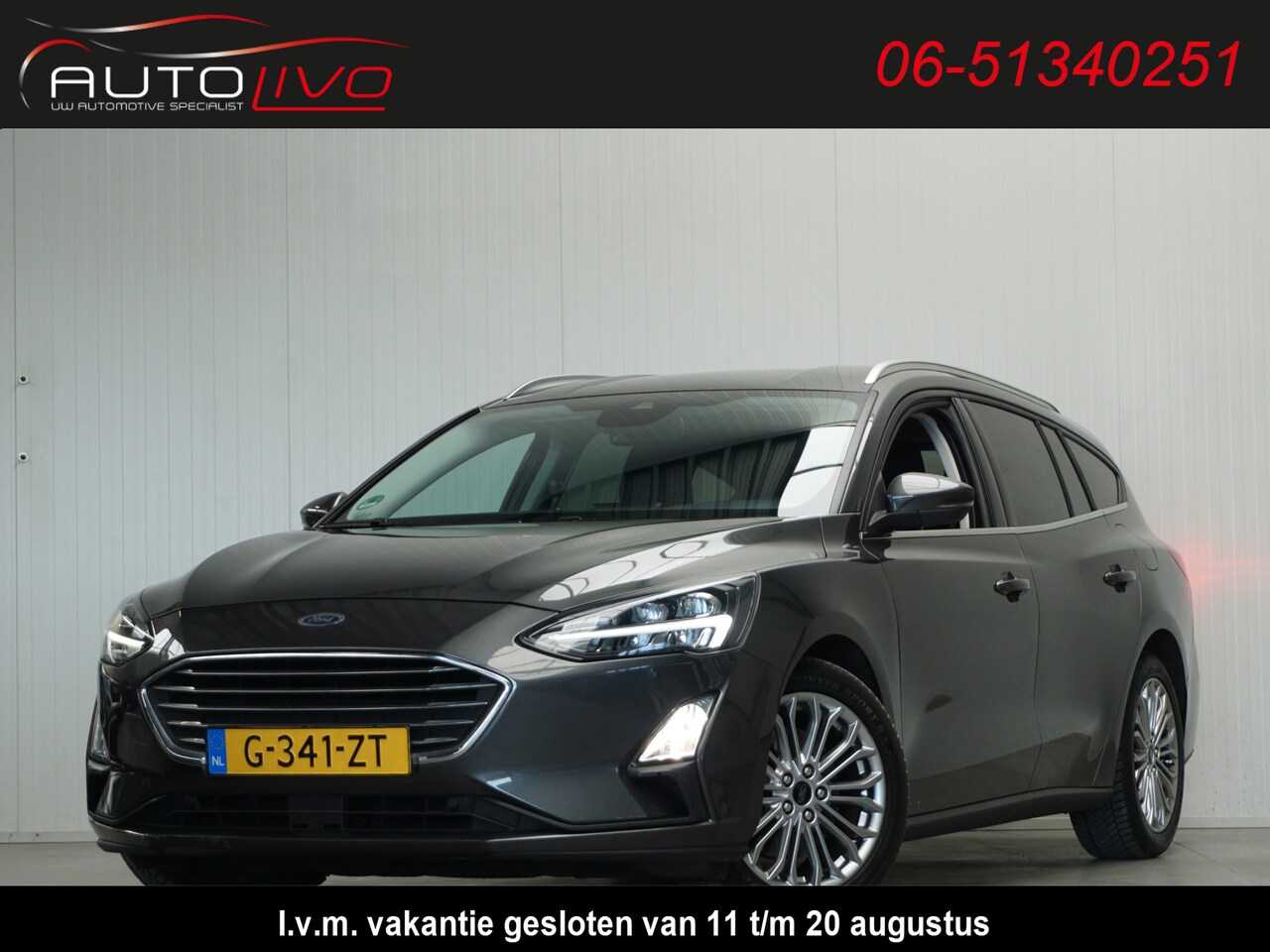 Ford Focus Wagon - 1.5 EcoBlue Titanium Business AUTOMAAT! LED B&O NAVI CLIMA ST. VERW. TREKHAAK etc. - AutoWereld.nl