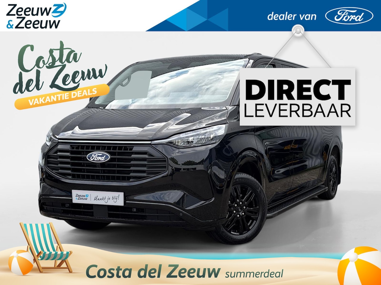 Ford Transit Custom - 320 2.5 PHEV L2H1 Black Platinum DC | VOORRAAD! | 0,99% rente | Lederen bekleding | Dubbel - AutoWereld.nl