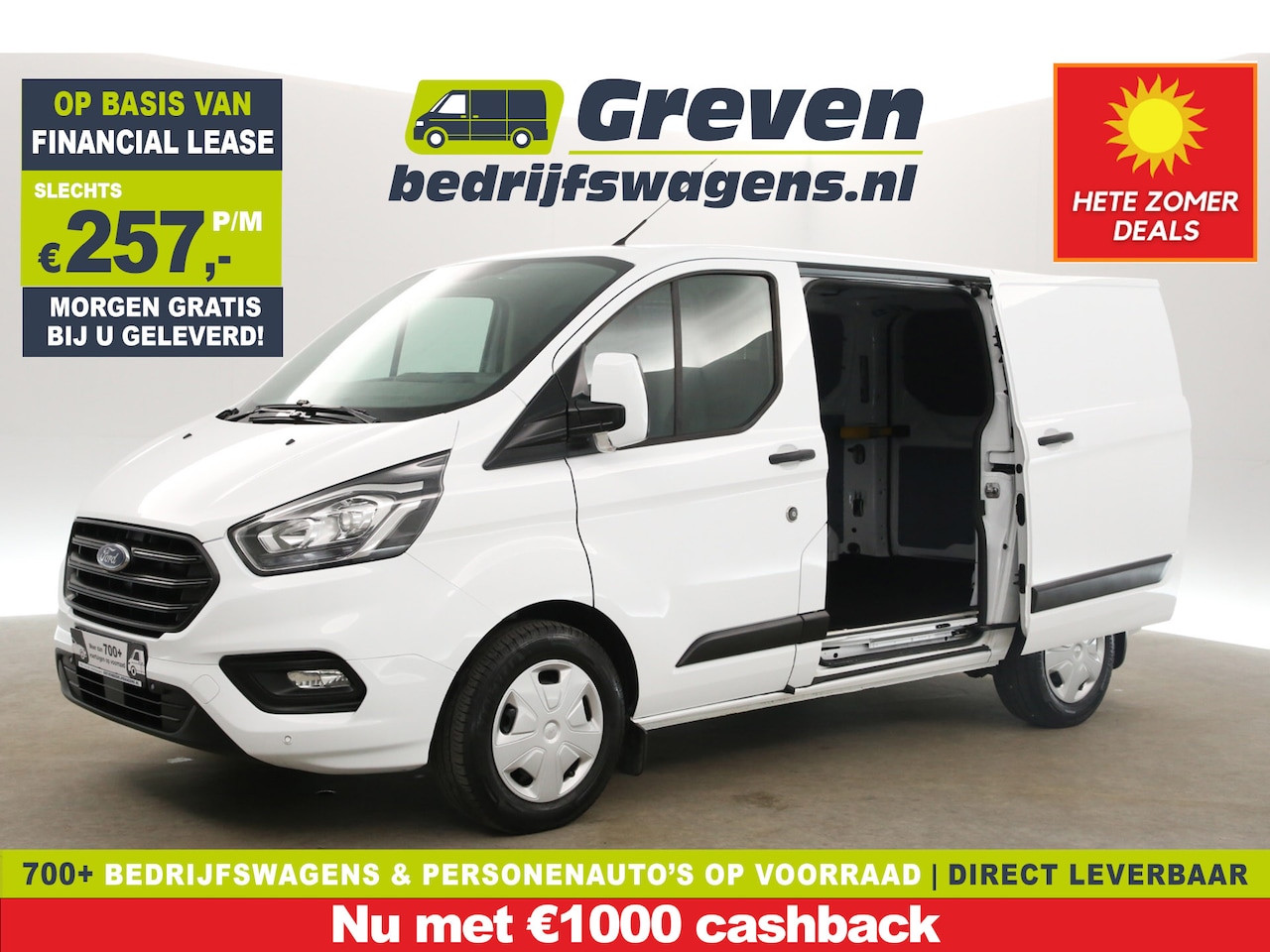 Ford Transit Custom - 300 2.0 TDCI L1H1 Automaat Airco Cruise LED 2xSchuifdeur 3 Persoons PDC Elektrpakket - AutoWereld.nl