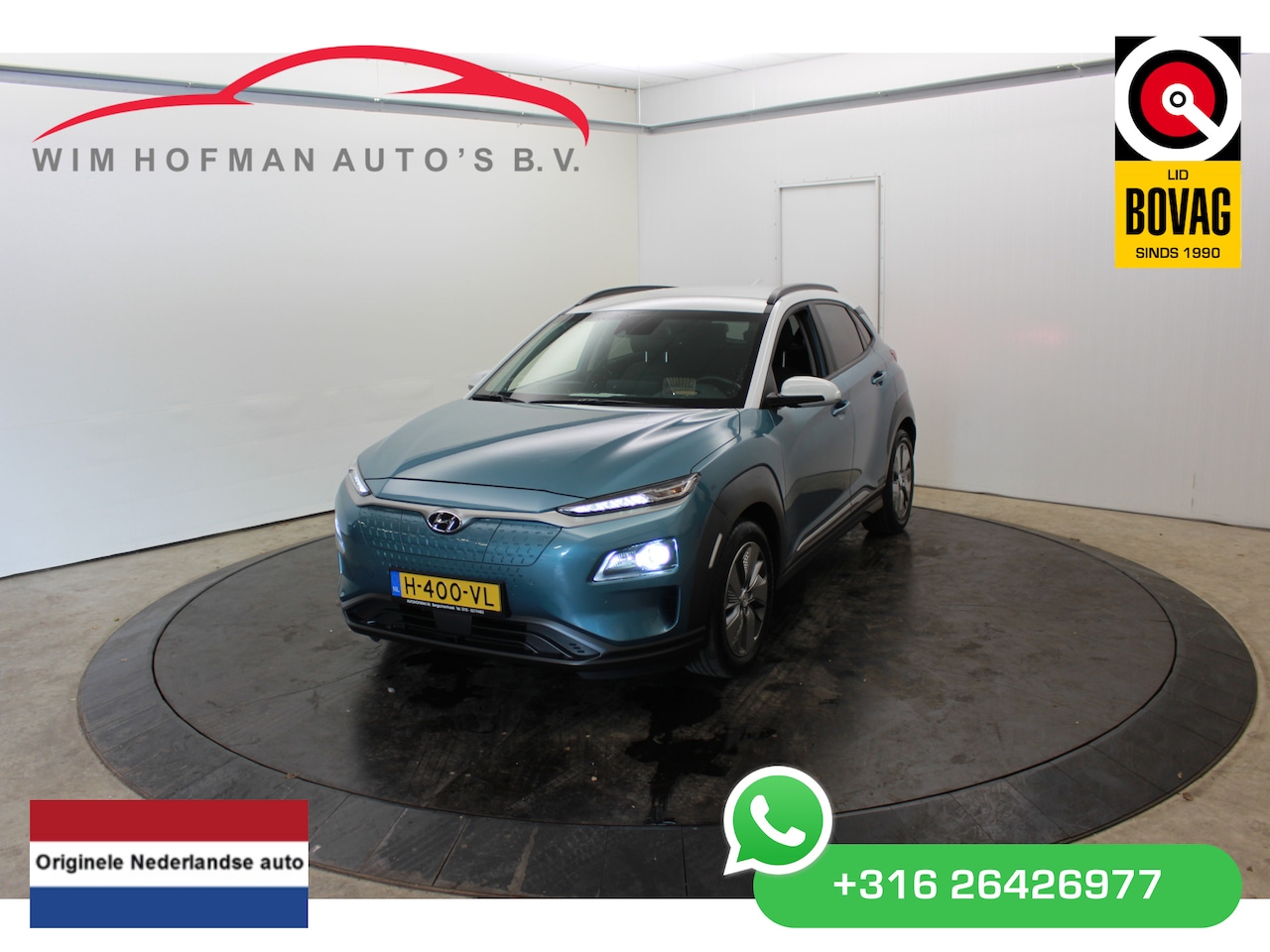 Hyundai Kona Electric - EV Premium 64 kWh warmtepomp SOH 100% Trekhaak Camera Vol Leder Stoelverw+koeling Two Tone - AutoWereld.nl