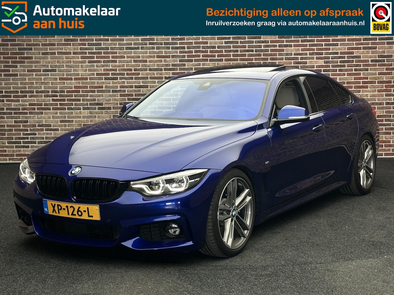 BMW 4-serie Gran Coupé - 430i High Executive M Sport OpenDak Headup Blauw Facelift Camera - AutoWereld.nl