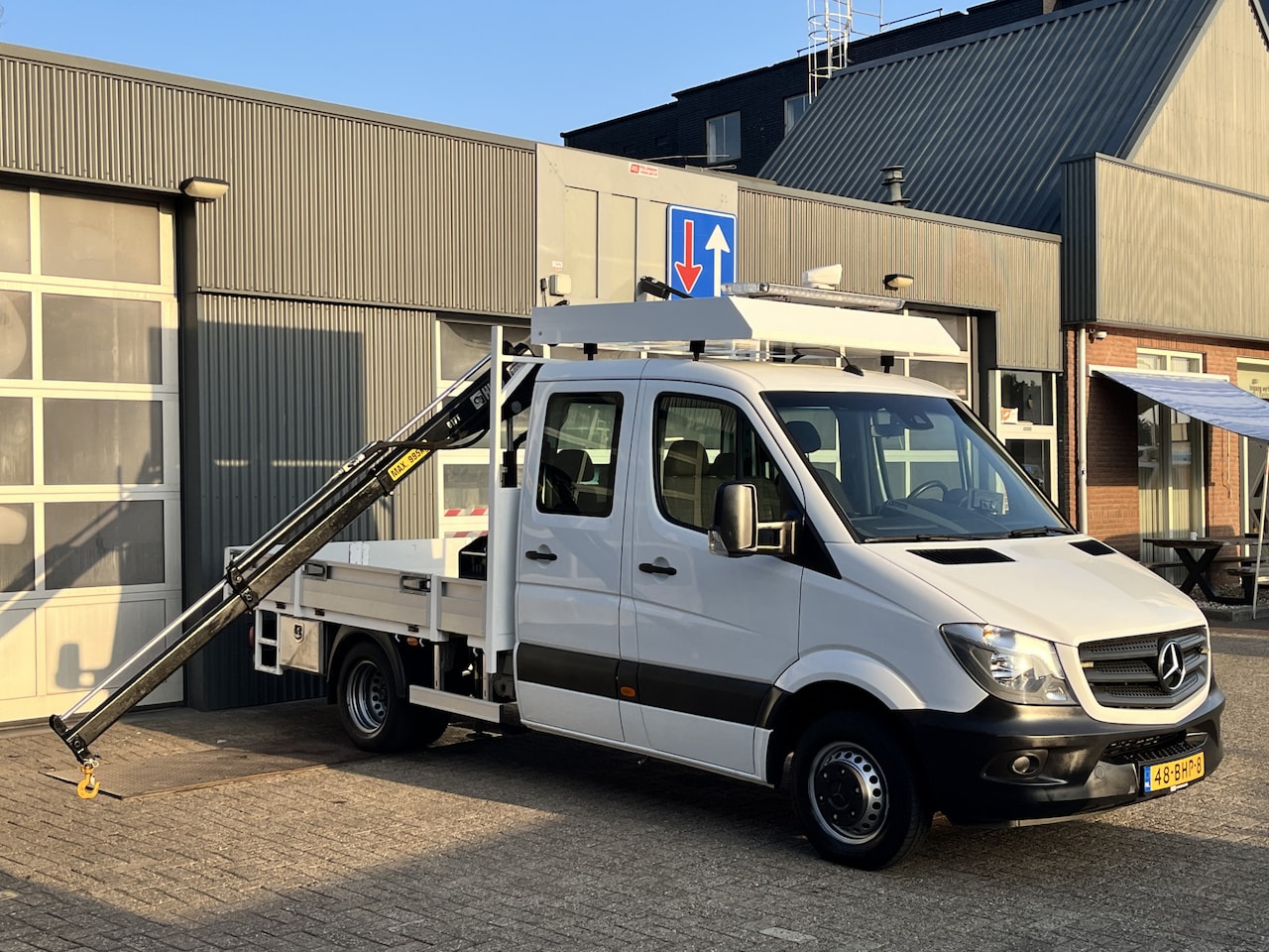 Mercedes-Benz Sprinter - 513 CDI 366 Hiab Laadkraan 018T Trekhaak 2000 kg Airco 6 persoons uitvoering Open laadbak - AutoWereld.nl