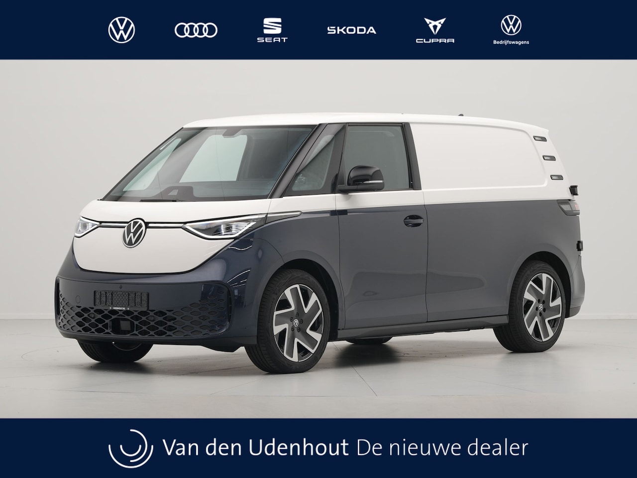 Volkswagen ID. Buzz Cargo - Anniversary Edition 79 kWh 250kW 340PK 4MOTION Two Tone Wit/Blauw - AutoWereld.nl