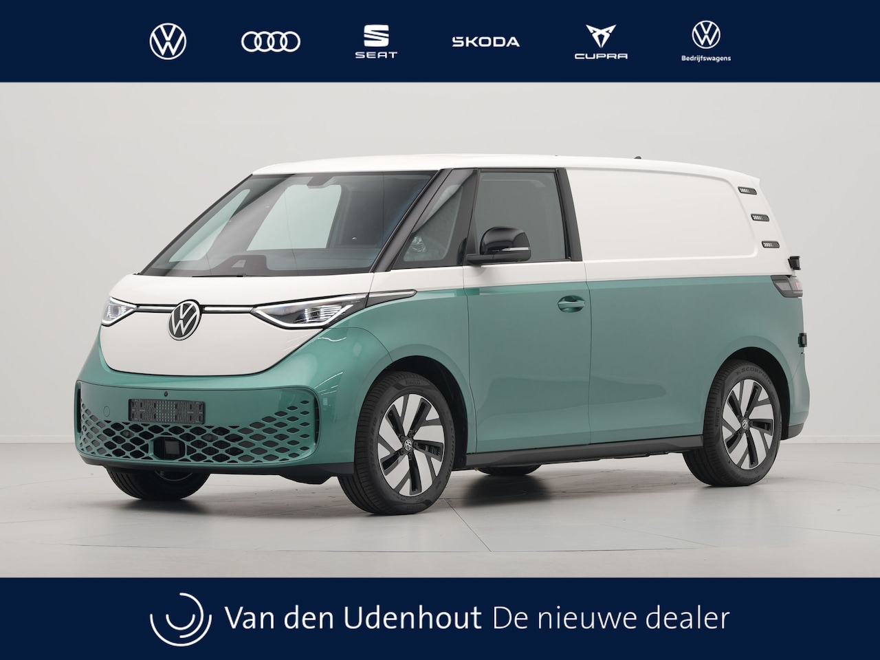 Volkswagen ID. Buzz Cargo - Anniversary Edition 79 kWh 210kW 286PK Two Tone Wit/Mintgroen - AutoWereld.nl