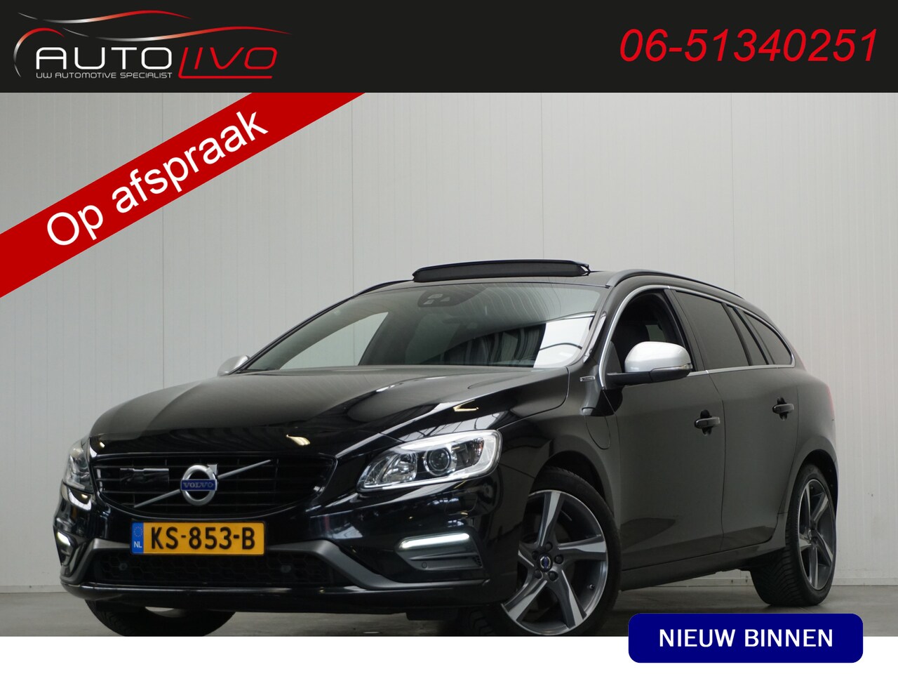 Volvo V60 - 2.4 D5 Twin Engine R-Design BOM VOL! HARMAN/KARDON DAK LEER BLIS XENON TREKHAAK etc. - AutoWereld.nl