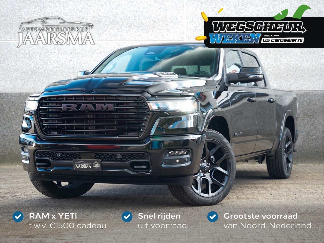 Dodge Ram 1500 - Laramie Night SST Hurricane 420pk |BPM vrij! |Passenger Display | INCL. Trekhaak, cover | - AutoWereld.nl