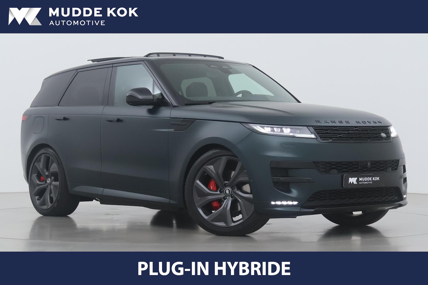 Land Rover Range Rover Sport - 3.0 P460e Dynamic HSE | British Racing Green Satin | Black Pack | 23 Inch | Massage | Trek - AutoWereld.nl