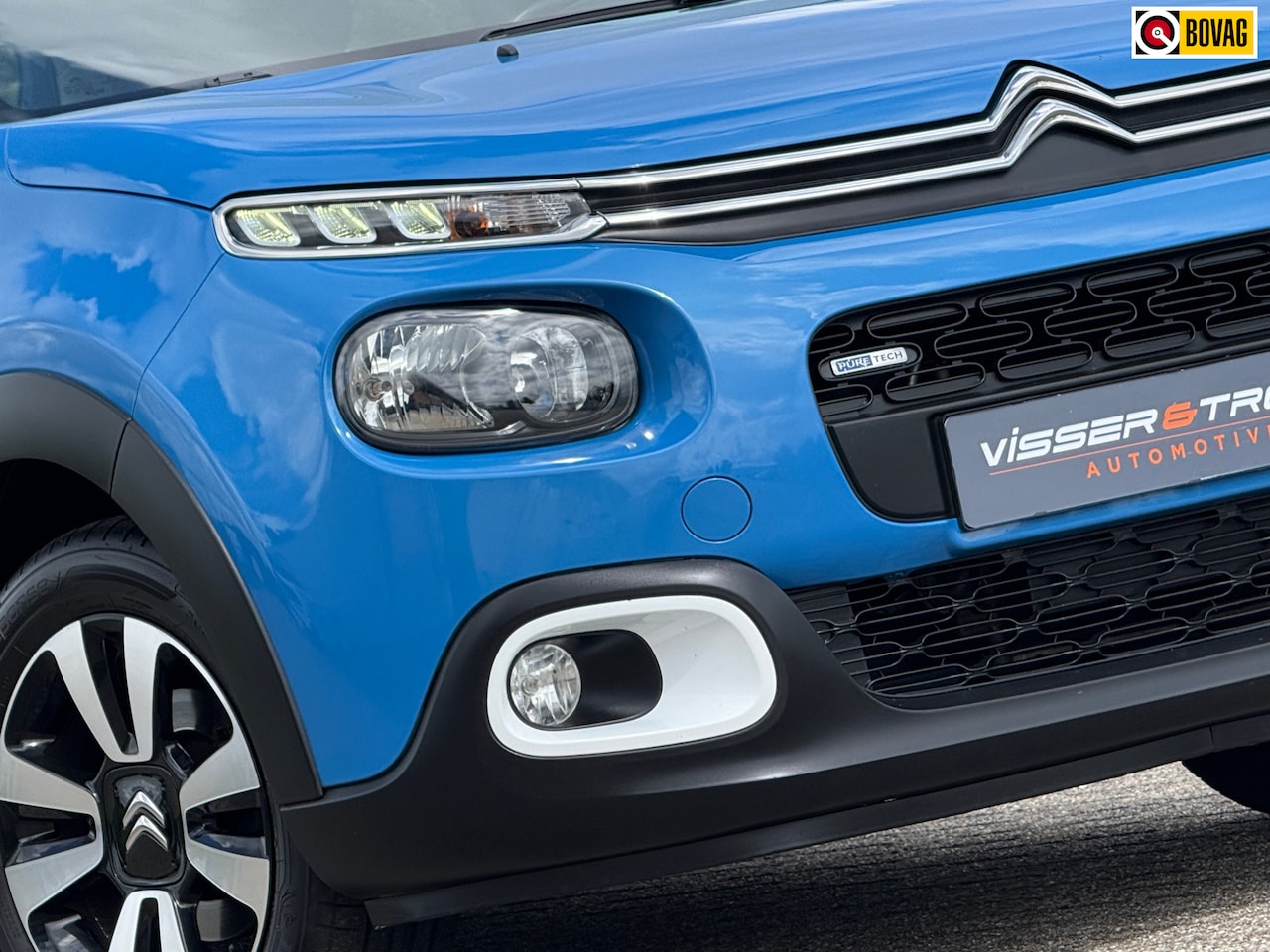 Citroën C3 - 1.2 PureTech Shine - Bleu Monte Carlo/Opal White - Superleuk! - AutoWereld.nl