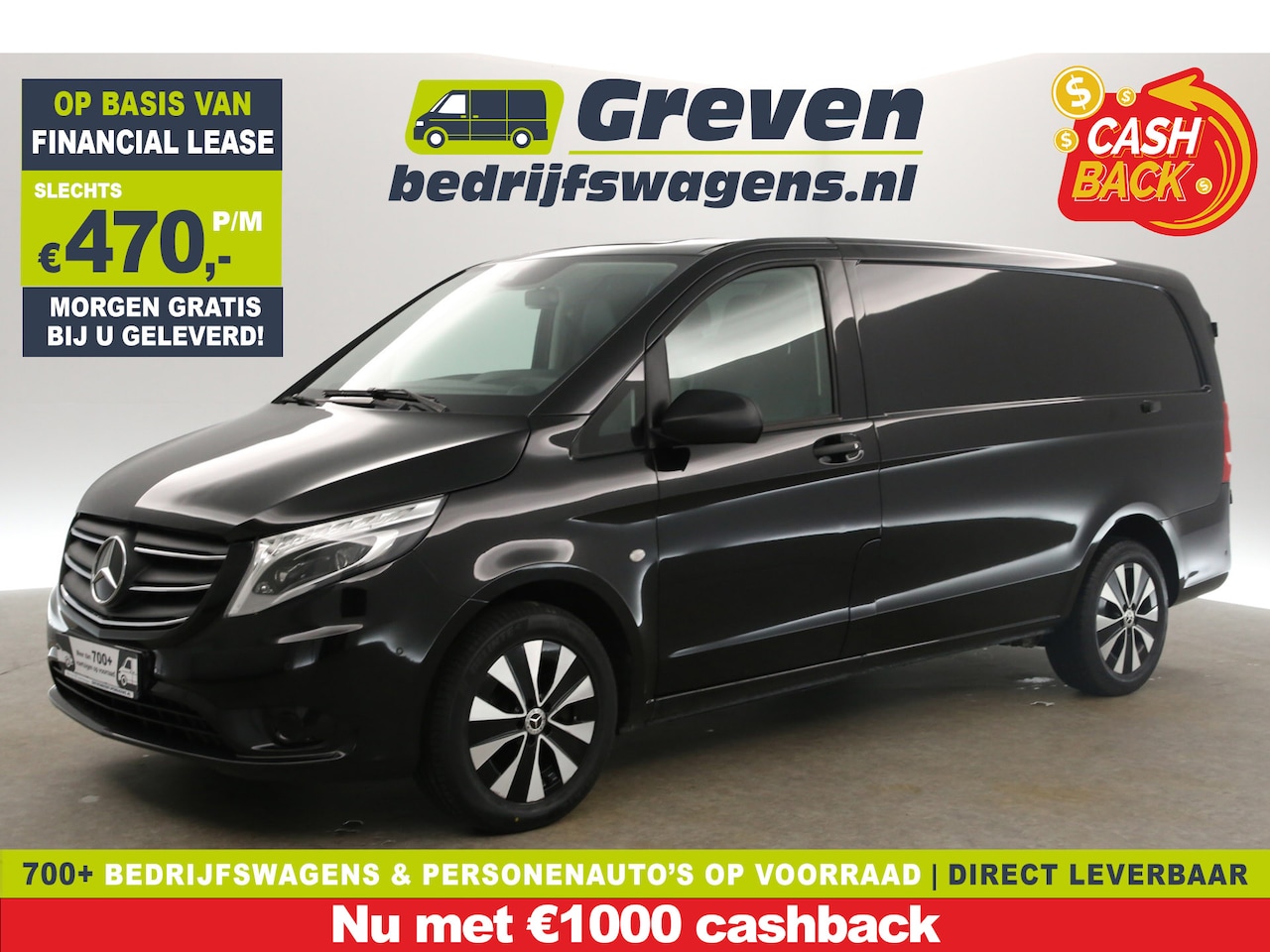 Mercedes-Benz Vito - 119 CDI Lang 191PK Automaat Clima Camera Cruise LED Trekhaak Navi Leder 3 Persoons PDC 17" - AutoWereld.nl