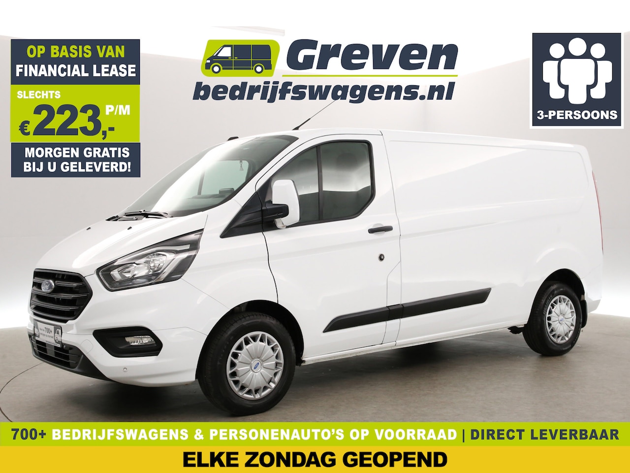 Ford Transit Custom - 300 2.0 TDCI L2H1 | Airco | Cruise | Carplay | Navigatie | 3 Persoons | Parkeersensoren | - AutoWereld.nl