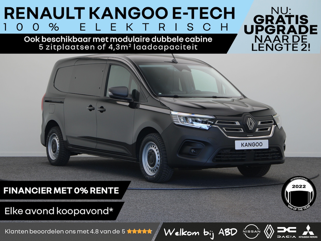 Renault Kangoo E-Tech - Advance - Dubbele Cabine 44 kWh E-TECH | Cruise control en snelheidsbegrenzer | Elektrisch - AutoWereld.nl