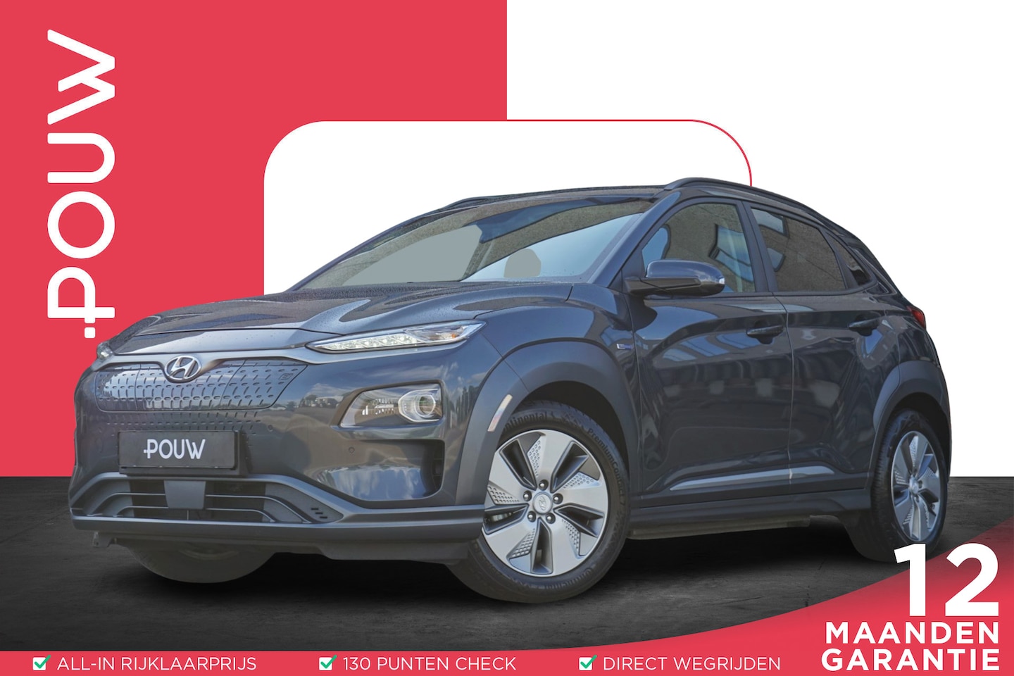 Hyundai Kona Electric - 204pk EV Premium 64 kWh | SoH 94% | Panoramadak | Stoelverwarming/Ventilatie  | Apple Carp - AutoWereld.nl