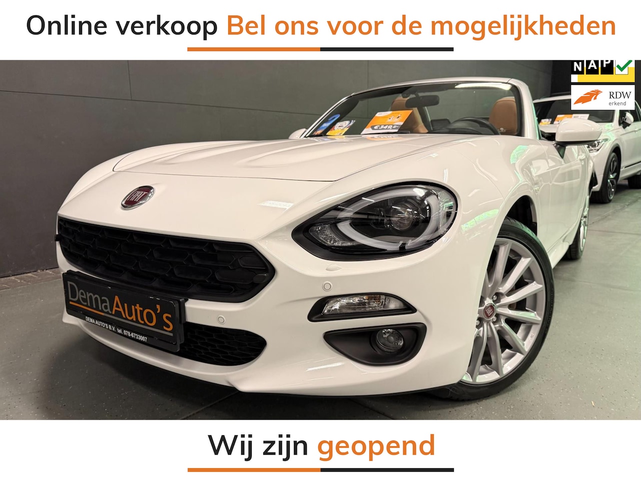 Fiat 124 Spider - 1.4 MultiAir Turbo NAVI/LED/LEDER/CAM/DAB/BOSE/PDC/CRUISE/// - AutoWereld.nl