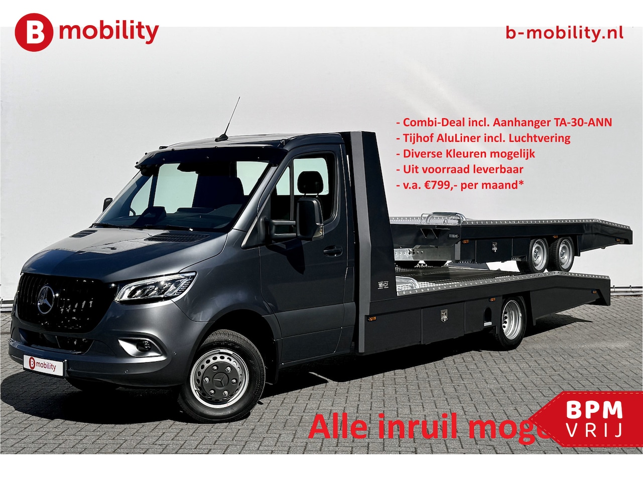 Mercedes-Benz Sprinter - 519 CDI Tijhof AluLiner + Aanhanger Luchtvering NIEUW! MJ.2025 Autotransporter/ Oprijwagen - AutoWereld.nl