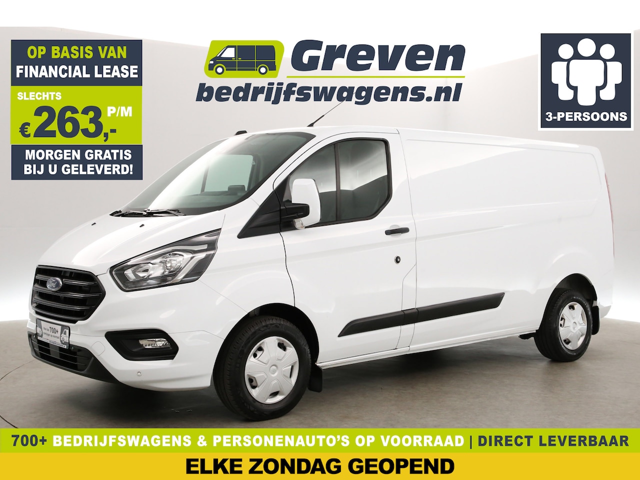 Ford Transit Custom - 300 2.0 TDCI L2H1 | Airco | Camera | Cruise | Carplay | 3 Persoons Navigatie | Parkeersens - AutoWereld.nl