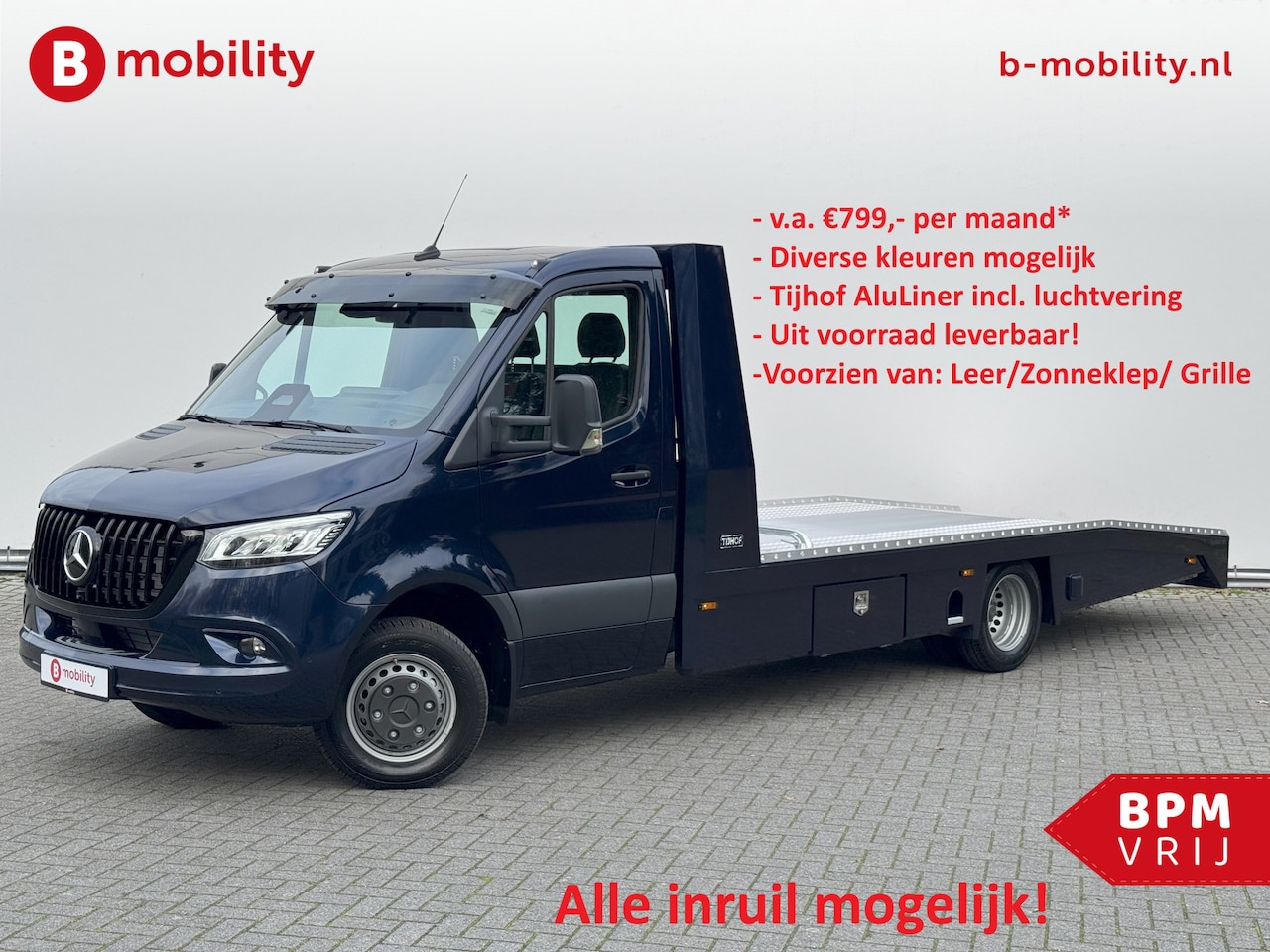 Mercedes-Benz Sprinter - 519 CDI Tijhof AluLiner Luchtvering NIEUW! MJ.2025 Autotransporter/ Oprijwagen | Leer | Zo - AutoWereld.nl