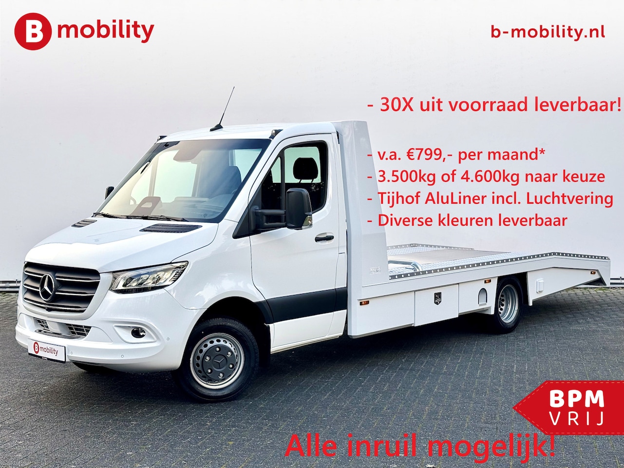 Mercedes-Benz Sprinter - 519 CDI Tijhof AluLiner Luchtvering NIEUW! MJ.2025 Autotransporter/ Oprijwagen | Lier | 3- - AutoWereld.nl
