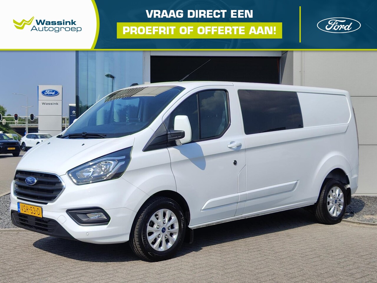 Ford Transit Custom - 2.0 TDCi 130PK 300 L2H1 Limited Dubbele Cabine | Navigatie | Trekhaak | Carplay | Parkeers - AutoWereld.nl