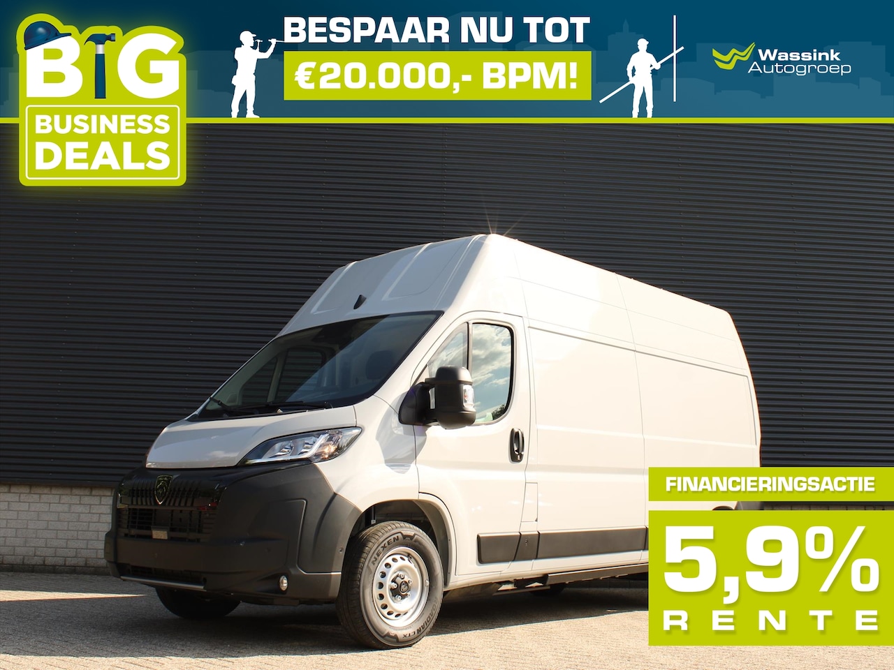 Peugeot e-Boxer - GB EV 110 kWh 273PK L3H3 35 Zwaar | 3 fase lader | verwarmde voorruit | verwarmde bestuurd - AutoWereld.nl