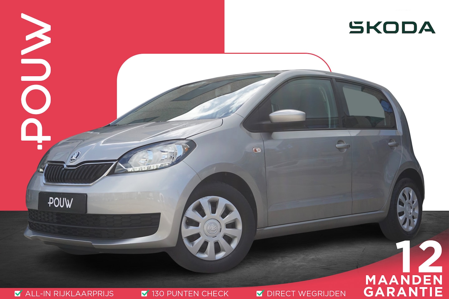Skoda Citigo - 1.0 60pk Ambition | Cruise Control | Bluetooth | Airco | Automatische Verlichting - AutoWereld.nl