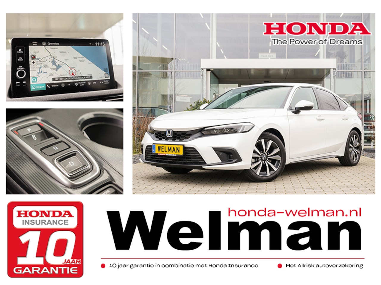 Honda Civic - 2.0i e:HEV ELEGANCE - NIEUW - HYBRID - 184 PK - AutoWereld.nl