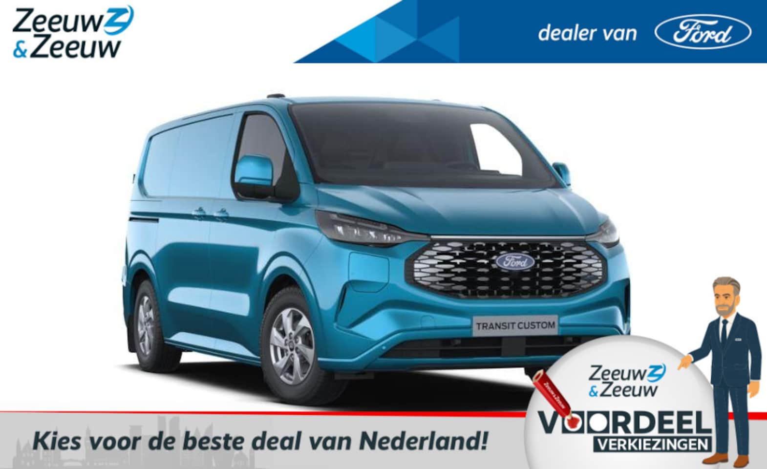 Ford Transit Custom - E-Transit 320 L1H1 Limited 65 kWh | Levering 2025 | 380 KM Actieradius WLTP | 2300KG Trekg - AutoWereld.nl