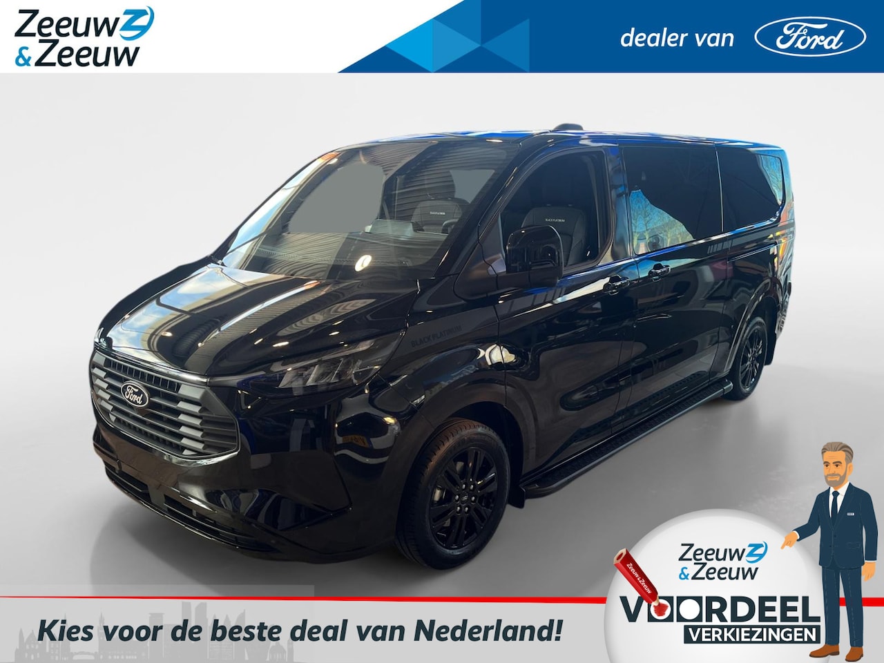 Ford Transit Custom - 320 2.5 PHEV L2H1 Black Platinum DC Financial Lease - 48 maanden | 0,99% rente | | Lederen - AutoWereld.nl